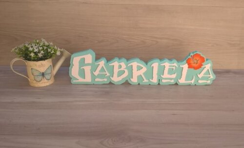 Nome em MDF - Peça de mesa Tema MOANA - Gabriela 12 cm
