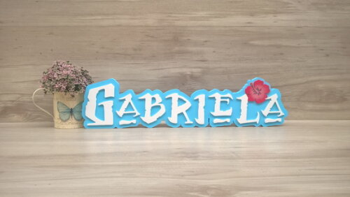 Nome em MDF - Peça de mesa Tema MOANA - Gabriela 12 cm