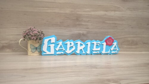 Nome em MDF - Peça de mesa Tema MOANA - Gabriela 12 cm