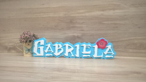 Nome em MDF - Peça de mesa Tema MOANA - Gabriela 12 cm