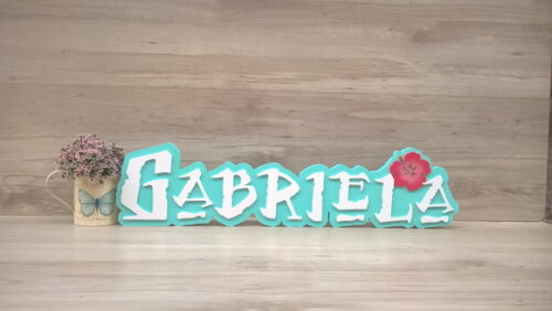 Nome em MDF - Peça de mesa Tema MOANA - Gabriela 15 cm