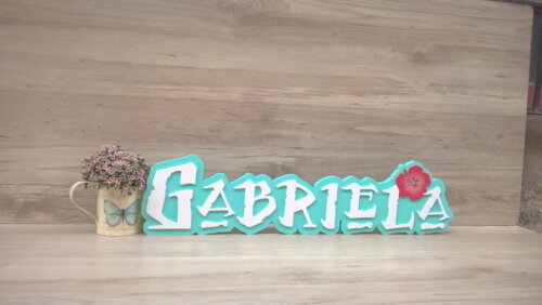 Nome em MDF - Peça de mesa Tema MOANA - Gabriela 15 cm