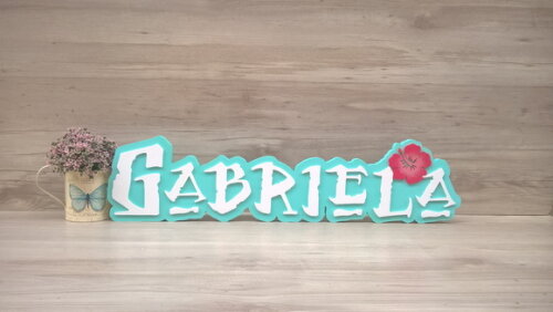 Nome em MDF - Peça de mesa Tema MOANA - Gabriela 15 cm