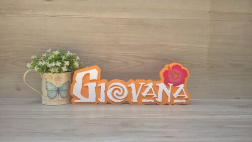 Nome em MDF - Peça de mesa Tema MOANA - Giovana 12 cm
