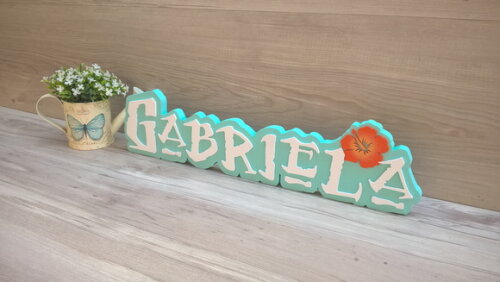 Nome em MDF - Peça de mesa Tema MOANA - Gabriela 12 cm