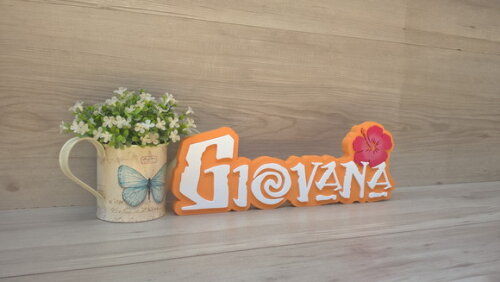 Nome em MDF - Peça de mesa Tema MOANA - Giovana 12 cm