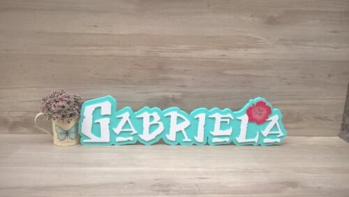 Nome em MDF - Peça de mesa Tema MOANA - Gabriela 15 cm