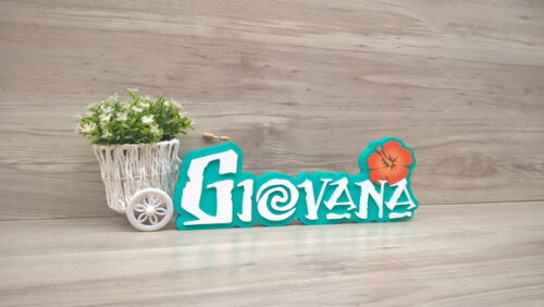 Nome em MDF - Peça de mesa Tema MOANA - Giovana 12 cm