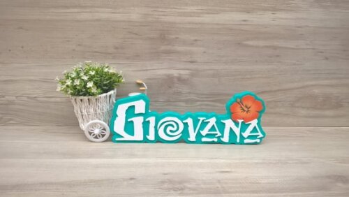 Nome em MDF - Peça de mesa Tema MOANA - Giovana 12 cm
