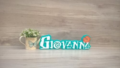 Nome em MDF - Peça de mesa Tema MOANA - Giovanna 12 cm