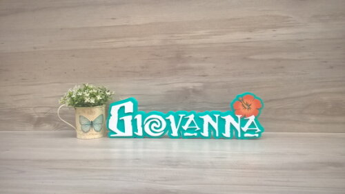 Nome em MDF - Peça de mesa Tema MOANA - Giovanna 12 cm