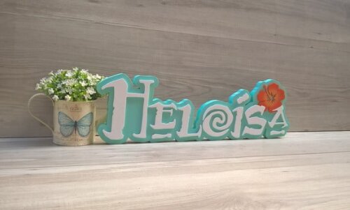 Nome em MDF - Peça de mesa Tema MOANA - Heloísa 15 cm