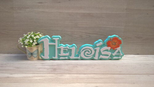 Nome em MDF - Peça de mesa Tema MOANA - Heloísa 15 cm