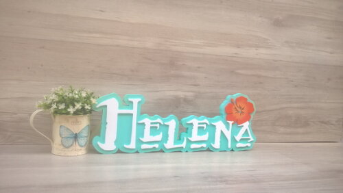 Nome em MDF - Peça de mesa Tema MOANA - Helena 15 cm