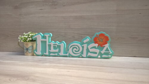 Nome em MDF - Peça de mesa Tema MOANA - Heloísa 15 cm