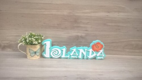 Nome em MDF - Peça de mesa Tema MOANA - Iolanda 12 cm
