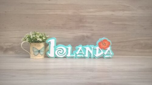 Nome em MDF - Peça de mesa Tema MOANA - Iolanda 12 cm