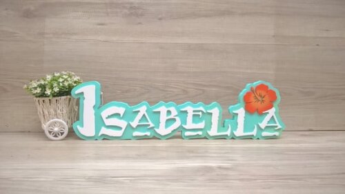 Nome em MDF - Peça de mesa Tema MOANA - Isabella 15 cm