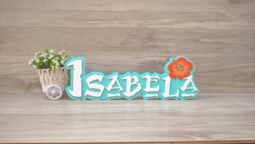 Nome em MDF - Peça de mesa Tema MOANA - Isabela 12 cm