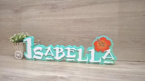 Nome em MDF - Peça de mesa Tema MOANA - Isabella 15 cm