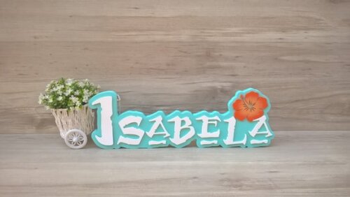 Nome em MDF - Peça de mesa Tema MOANA - Isabela 12 cm