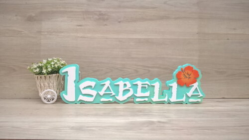 Nome em MDF - Peça de mesa Tema MOANA - Isabella 15 cm