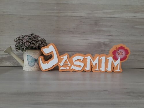Nome em MDF - Peça de mesa Tema MOANA - Jasmim - 12 cm