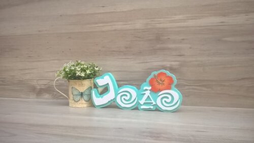 Nome em MDF - Peça de mesa Tema MOANA - João 12 cm