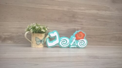 Nome em MDF - Peça de mesa Tema MOANA - João 12 cm