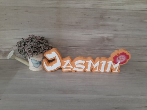 Nome em MDF - Peça de mesa Tema MOANA - Jasmim - 12 cm