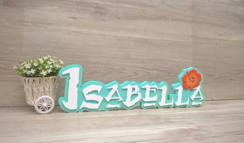 Nome em MDF - Peça de mesa Tema MOANA - Isabella 15 cm
