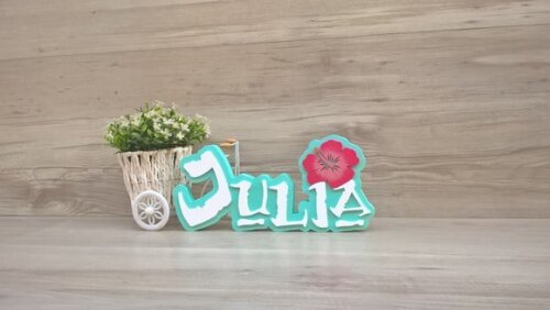 Nome em MDF - Peça de mesa Tema MOANA - Julia 12 cm