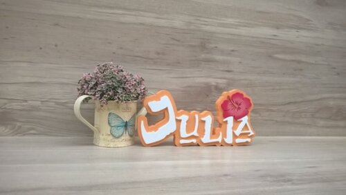 Nome em MDF - Peça de mesa Tema MOANA - Julia 12 cm