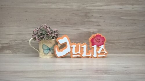Nome em MDF - Peça de mesa Tema MOANA - Julia 12 cm