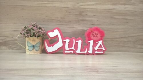 Nome em MDF - Peça de mesa Tema MOANA - Julia 15 cm