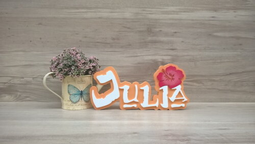 Nome em MDF - Peça de mesa Tema MOANA - Julia 12 cm