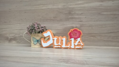 Nome em MDF - Peça de mesa Tema MOANA - Julia 12 cm