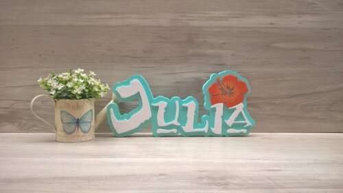 Nome em MDF - Peça de mesa Tema MOANA - Julia 15 cm