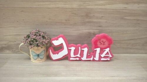 Nome em MDF - Peça de mesa Tema MOANA - Julia 15 cm