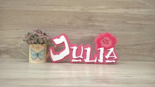 Nome em MDF - Peça de mesa Tema MOANA - Julia 15 cm