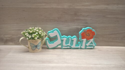 Nome em MDF - Peça de mesa Tema MOANA - Julia 15 cm