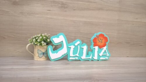 Nome em MDF - Peça de mesa Tema MOANA - Júlia 18 cm