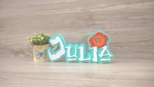 Nome em MDF - Peça de mesa Tema MOANA - Julia 15 cm