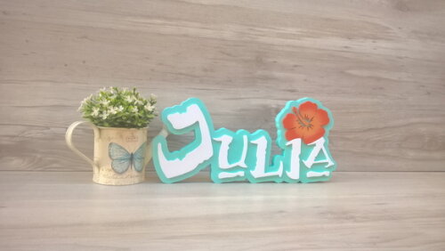 Nome em MDF - Peça de mesa Tema MOANA - Julia 15 cm