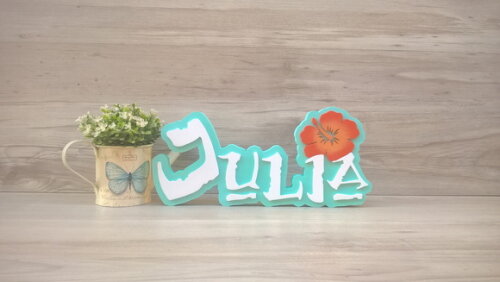 Nome em MDF - Peça de mesa Tema MOANA - Julia 15 cm