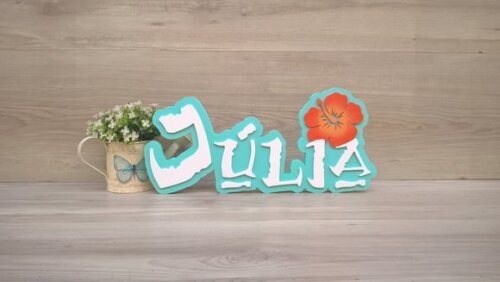 Nome em MDF - Peça de mesa Tema MOANA - Júlia 18 cm