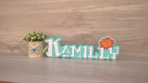 Nome em MDF - Peça de mesa Tema MOANA - Kamilly 12 cm