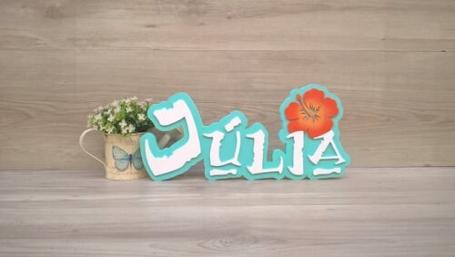 Nome em MDF - Peça de mesa Tema MOANA - Júlia 18 cm