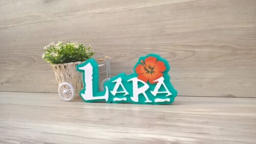 Nome em MDF - Peça de mesa Tema MOANA - Lara 12 cm