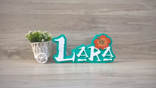 Nome em MDF - Peça de mesa Tema MOANA - Lara 15 cm